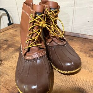Lands' End Tan Boots with Yellow Laces